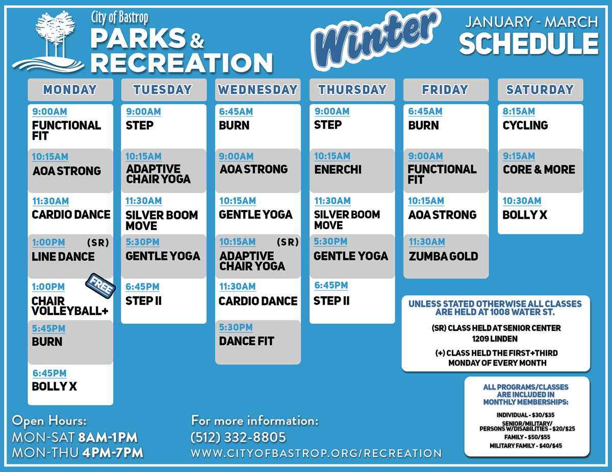 Winter 2025 Class Schedule